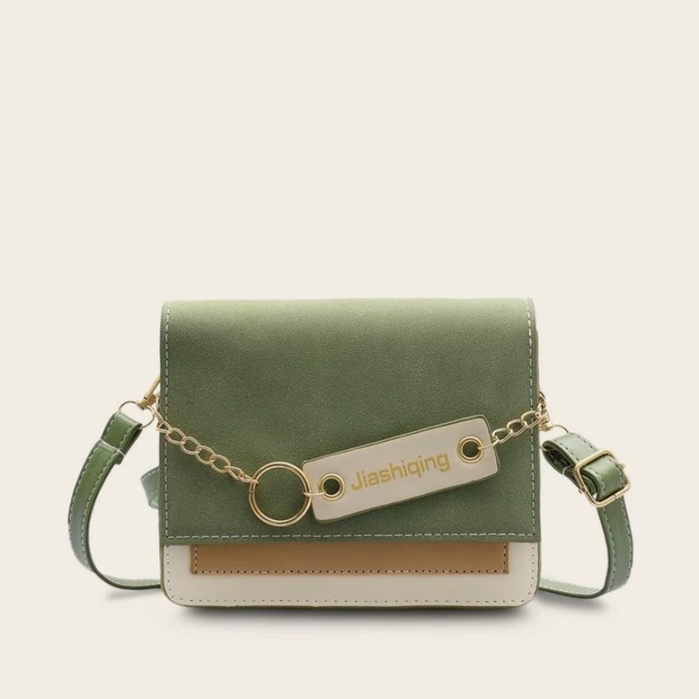 Chain Decor Letter Graphic Crossbody Bag